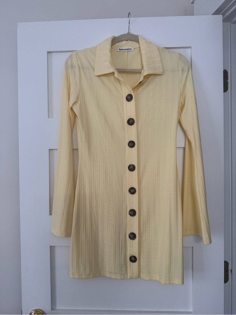 Reformation Ribbed Collared Button-Front Mini Dress (NWOT) - Picture 3 of 6